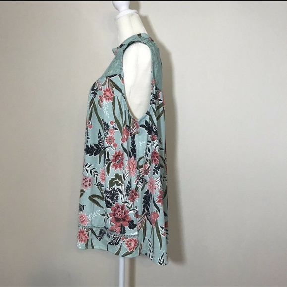 Angels Womens XL top sleeveless tunic shirt floral - Picture 2 of 3